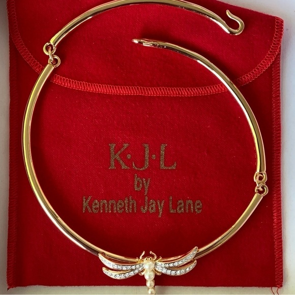 🆕 Kenneth Jay Lane Dragonfly Chocker Necklace